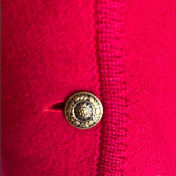 Vintage Tally Ho Red Cardigan Jacket 100 % Boiled Wool Sweater - Picture 7 of 8